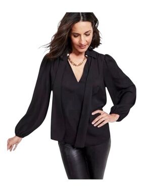 INC INTERNATIONAL CONCEPTS
Blouse in Deep Black, Long Sleeve, Size S.